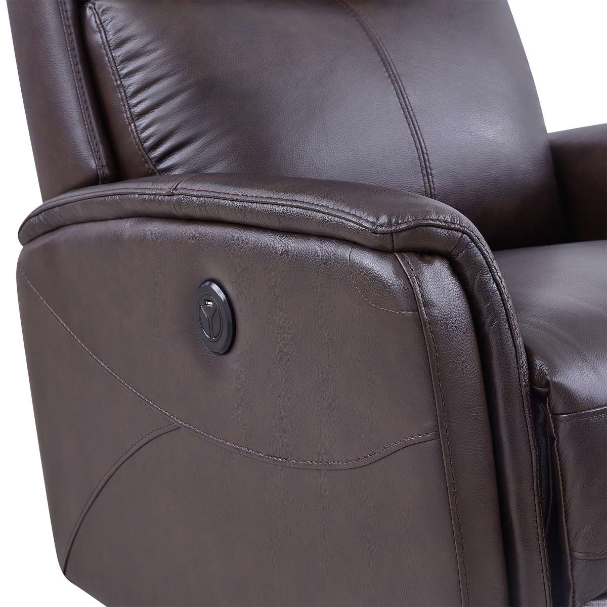 Wolfe Contemporary Recliner in Dark Brown Genuine Leather By Armen Living | Chairs & Recliners | Modishstore - 4