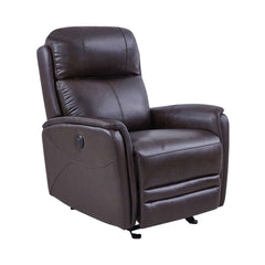 Wolfe Contemporary Recliner in Dark Brown Genuine Leather By Armen Living