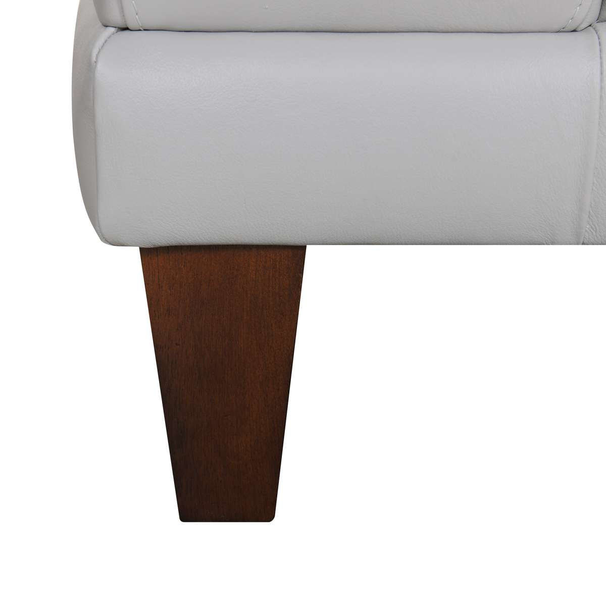Wynne Contemporary Sofa in Genuine Dove Gray Leather with Brown Wood Legs By Armen Living | Sofas | Modishstore - 7