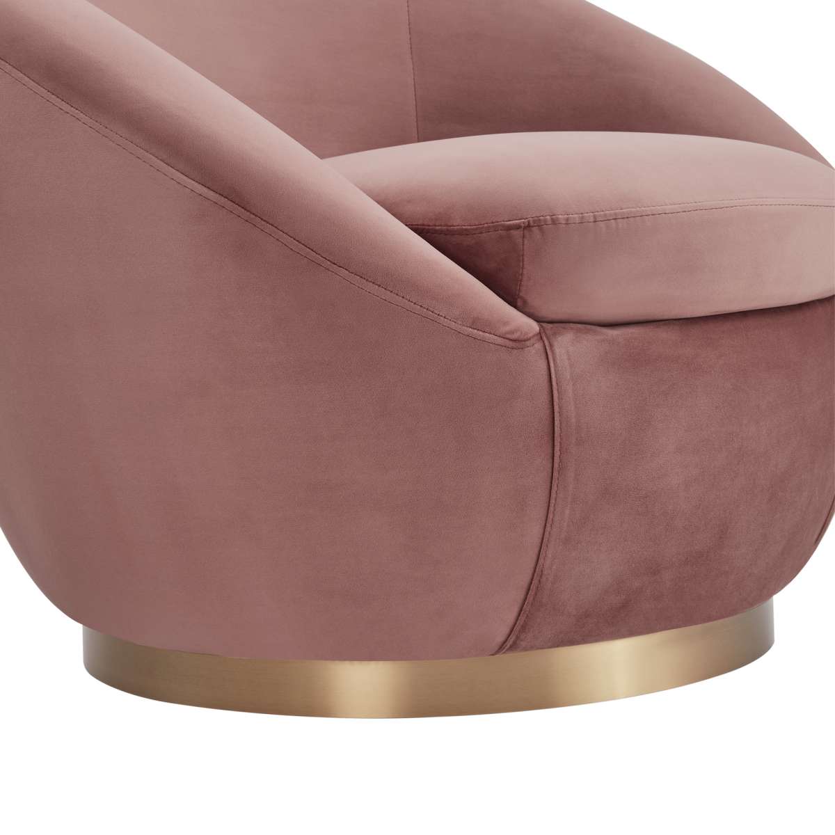 Yves Blush Velvet Swivel Accent Chair with Gold Base By Armen Living | Accent Chairs | Modishstore - 7