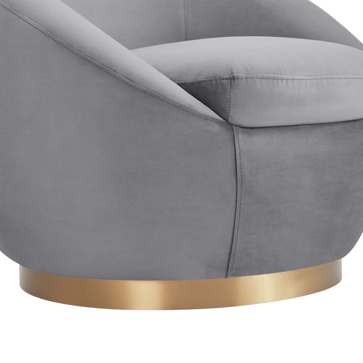 Yves Gray Velvet Swivel Accent Chair with Gold Base By Armen Living | Accent Chairs | Modishstore - 7