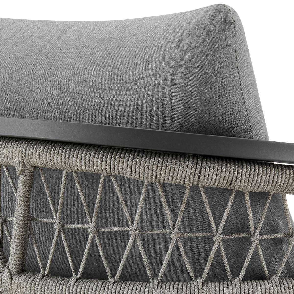 Zella Outdoor Patio Armchair in Aluminum with Light Gray Rope and Earl Gray Cushions By Armen Living | Outdoor Chairs | Modishstore - 9