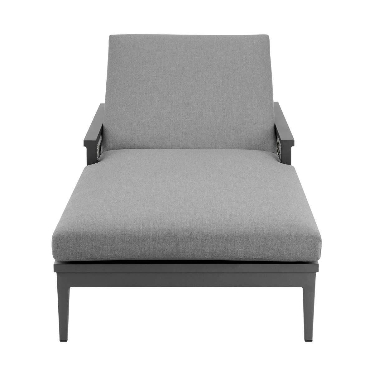 Zella Outdoor Patio Chaise Lounge Chair in Aluminum with Gray Rope and Earl Gray Cushions By Armen Living | Outdoor Chaise Lounges | Modishstore - 5