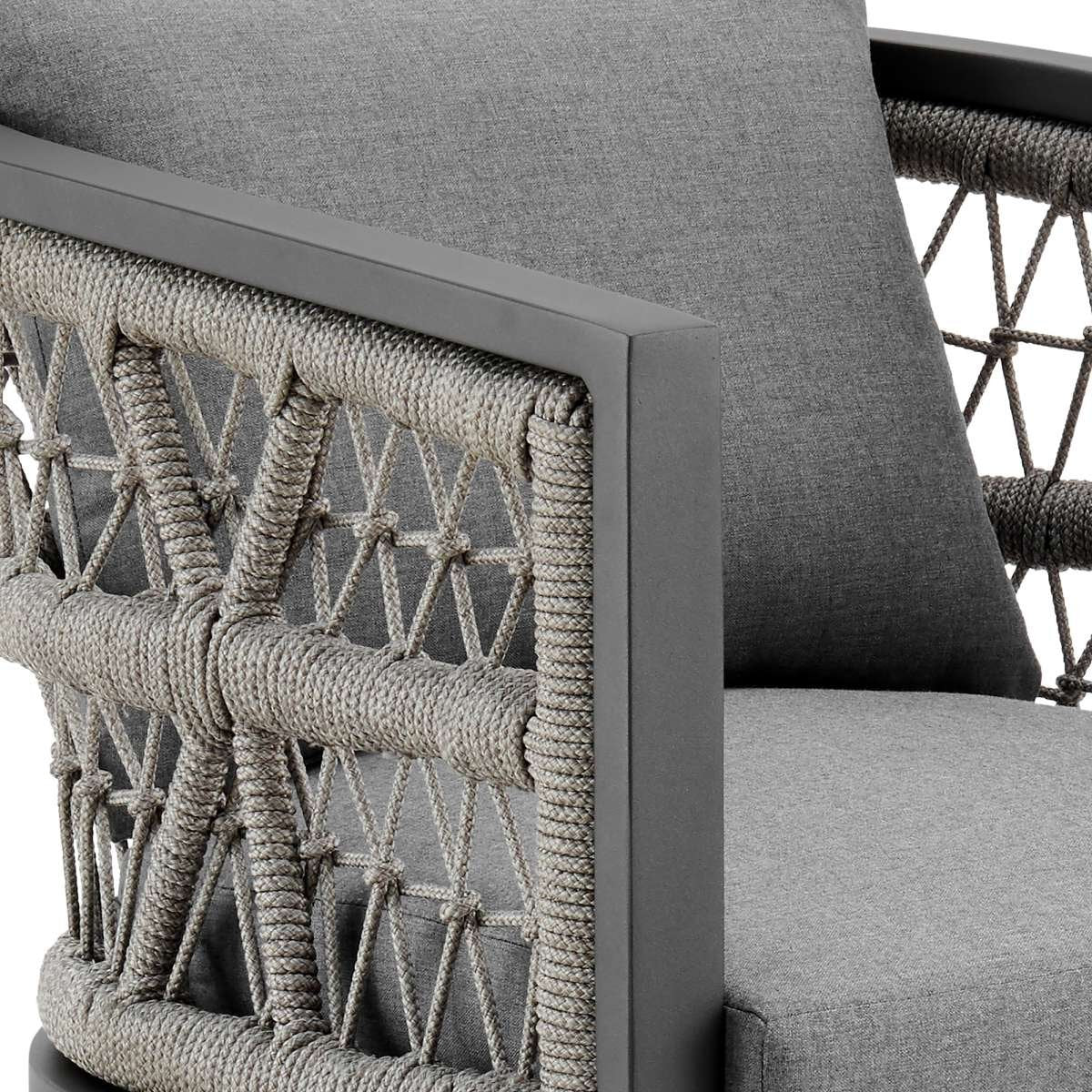 Zella Outdoor Patio Dining Chair in Aluminum with Light Gray Rope and Earl Gray Cushions - Set of 2 By Armen Living | Outdoor Chairs | Modishstore - 10