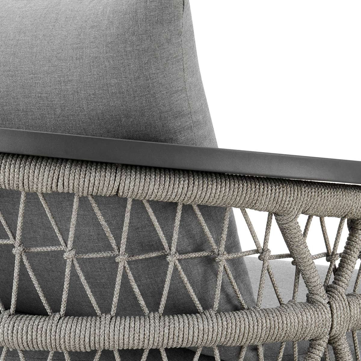 Zella Outdoor Patio Swivel Armchair in Aluminum with Light Gray Rope and Earl Gray Cushions By Armen Living | Outdoor Chairs | Modishstore - 9