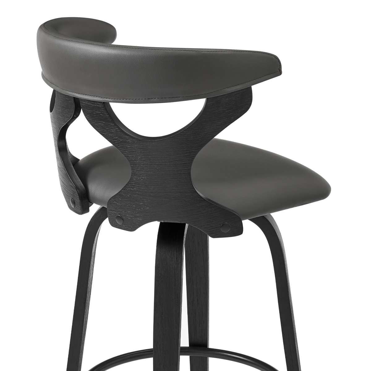 Zenia 26" Swivel Counter Stool in Gray Faux Leather and Black Wood By Armen Living | Bar Stools | Modishstore - 8
