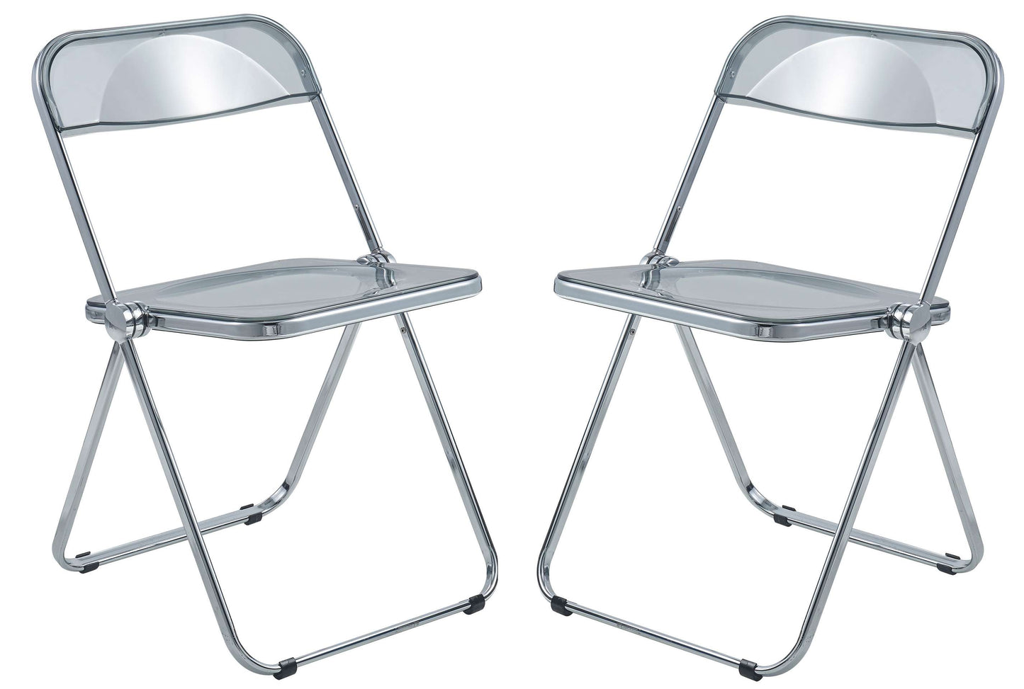 LeisureMod Lawrence Acrylic Folding Chair With Metal Frame, Set of 2 | Dining Chairs | Modishstore - 65