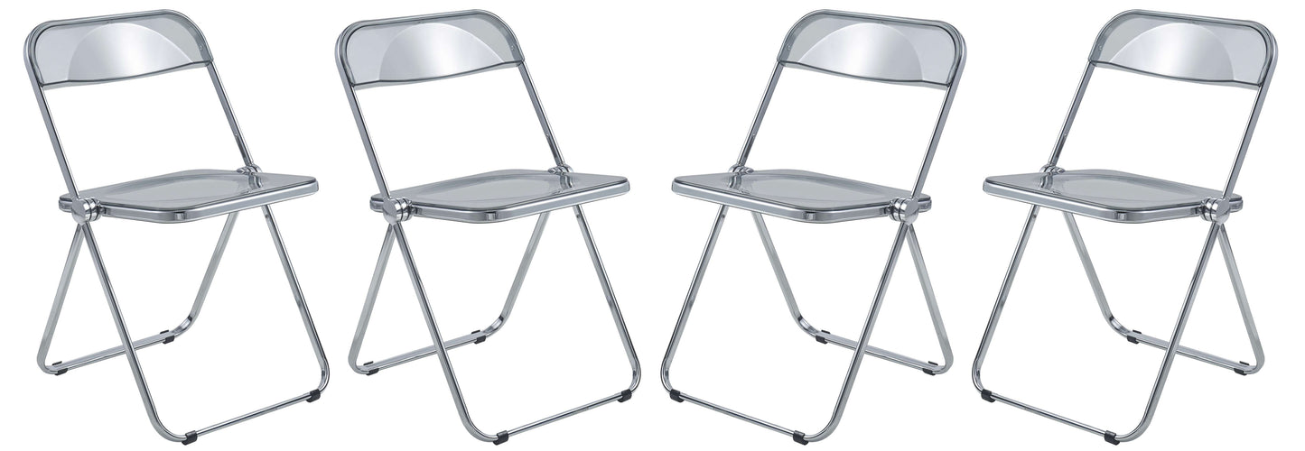 LeisureMod Lawrence Acrylic Folding Chair With Metal Frame, Set of 4 | Dining Chairs | Modishstore - 64