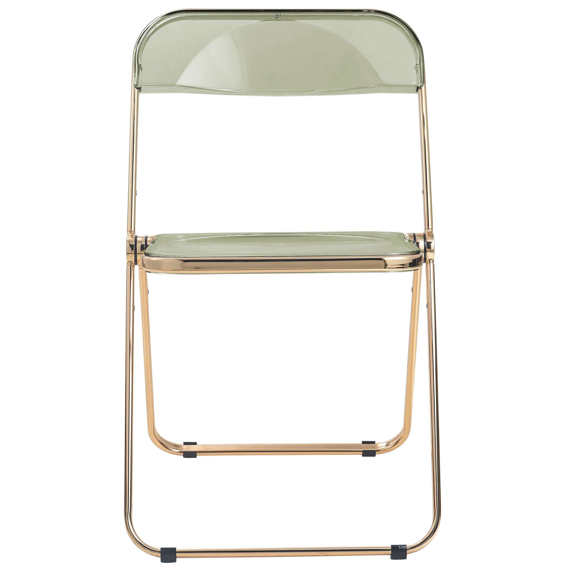 LeisureMod Lawrence Acrylic Folding Chair With Gold Metal Frame, Set of 4 | Dining Chairs | Modishstore - 10