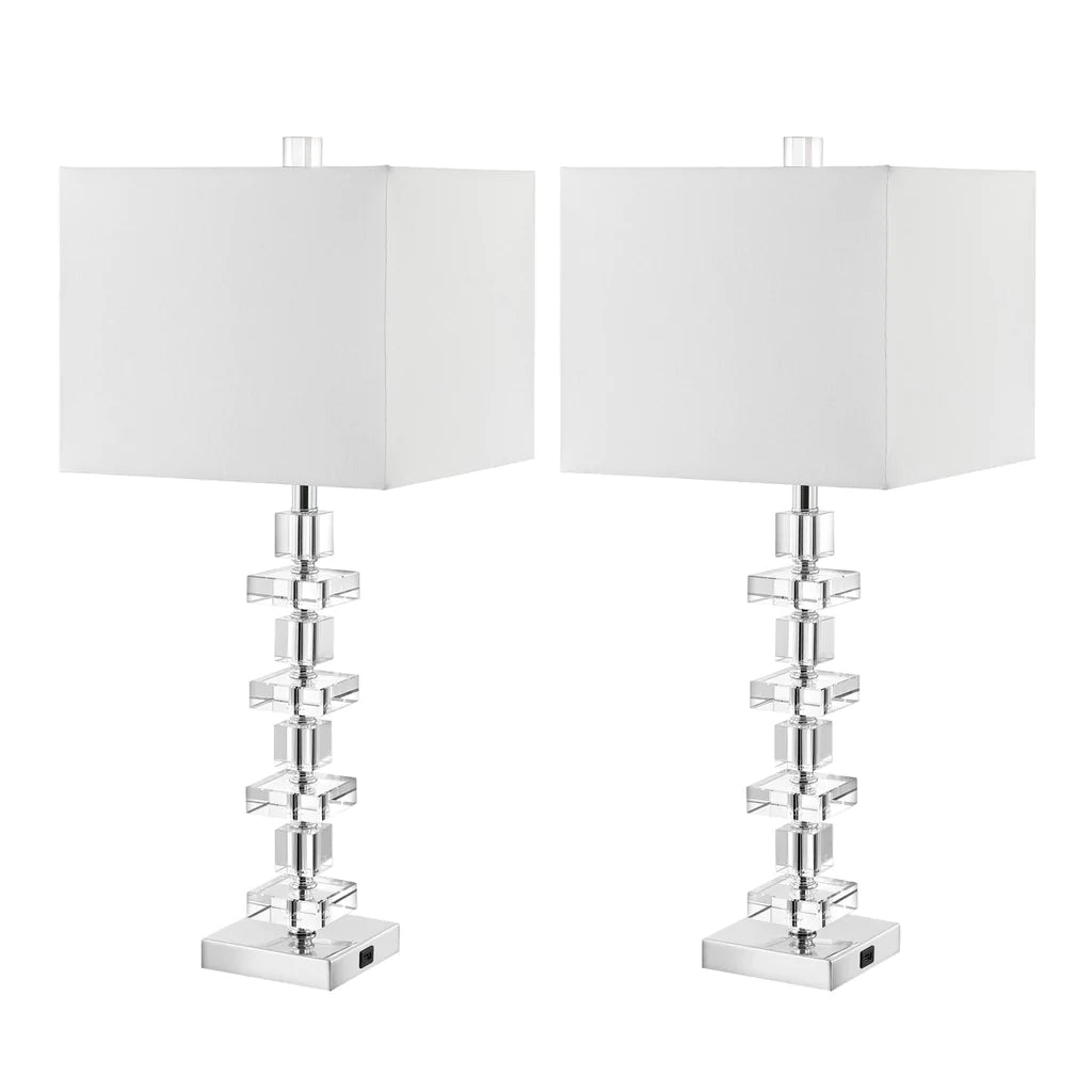 Safavieh Deco Crystal, 28.5 Inch, Crystal, Table Lamp Set Of 2 W/ Usb Port? Set Of 2 - Clear | Table Lamps | Modishstore - 3
