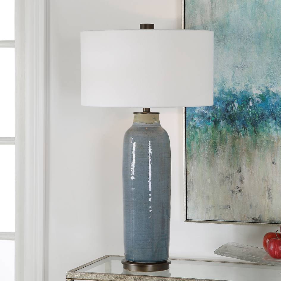 Uttermost Vicente Slate Blue Table Lamp | Modishstore | Table Lamps-3