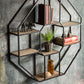 Vagabond Vintage Iron and Wood Hexagonal Shelf | Modishstore | Wall Shelf