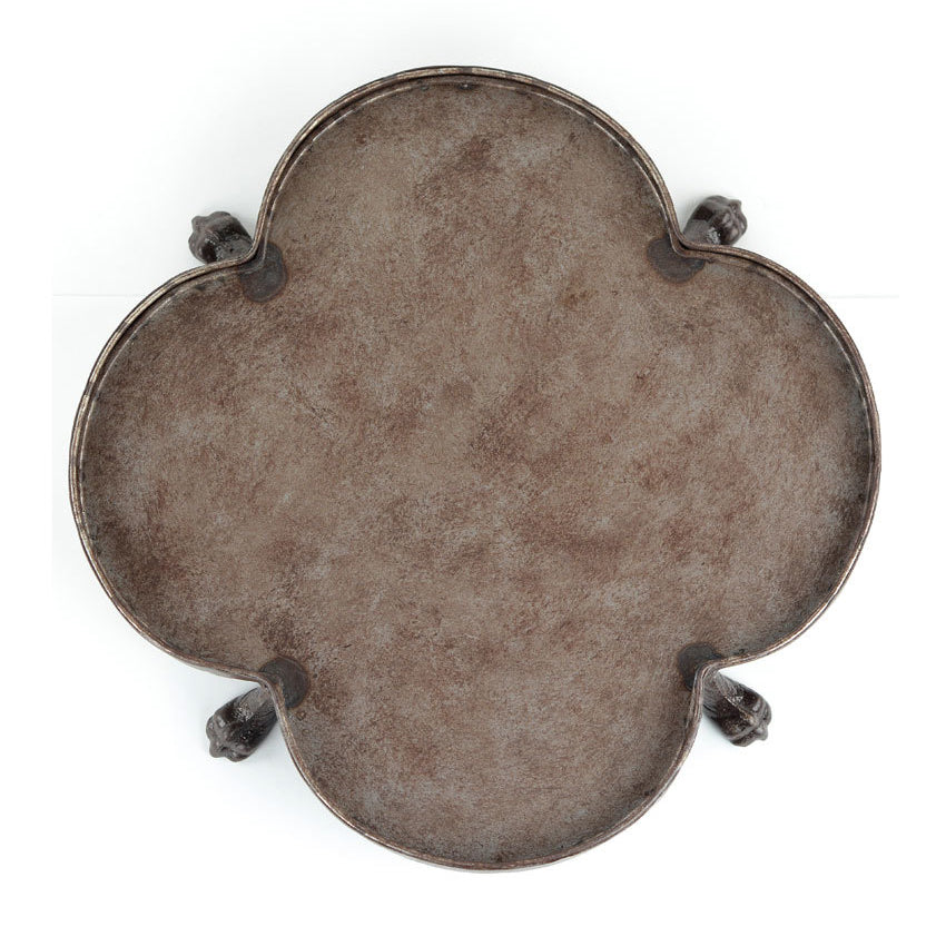 Vagabond Vintage Quadrefoil Footed Tray in Rustic Steel | Modishstore | Decorative Trays & Dishes