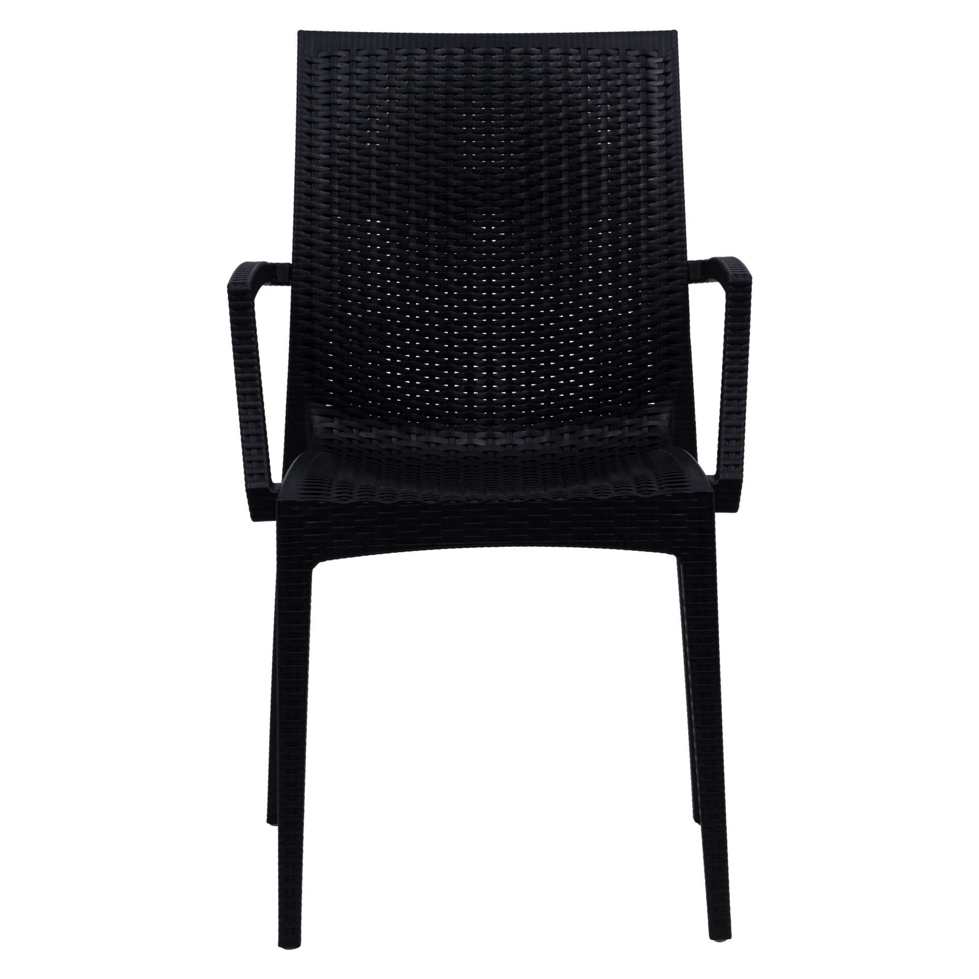LeisureMod Weave Mace Indoor/Outdoor Chair (With Arms), Set of 4 | Outdoor Chairs | Modishstore - 4