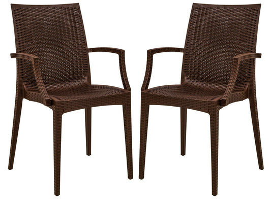 LeisureMod Weave Mace Indoor/Outdoor Chair (With Arms), Set of 2 | Outdoor Chairs | Modishstore