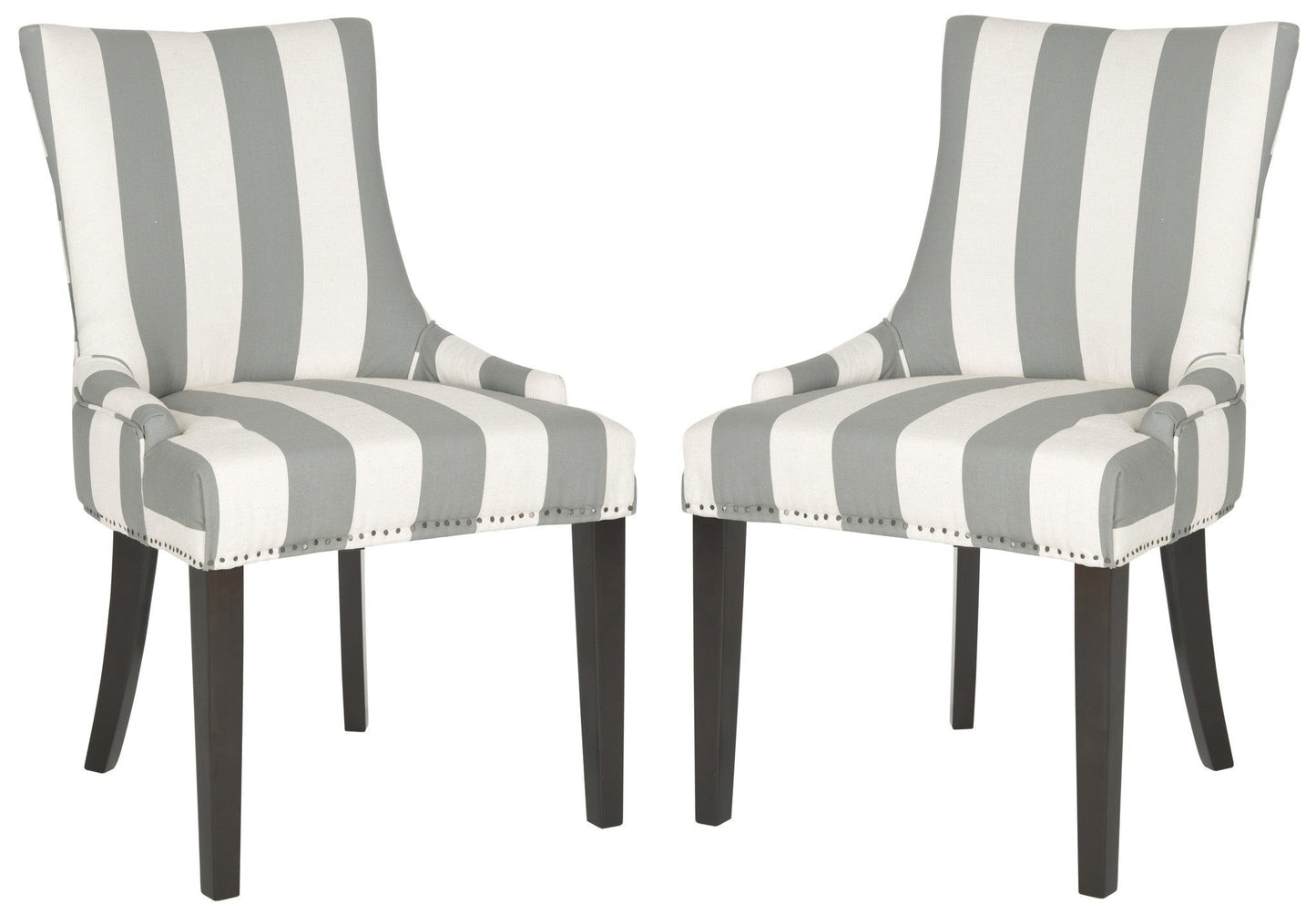 Safavieh Lester Awning Stripes Dining Chair Flat Nail Heads - Set Of 2 | Dining Chairs | Modishstore - 1