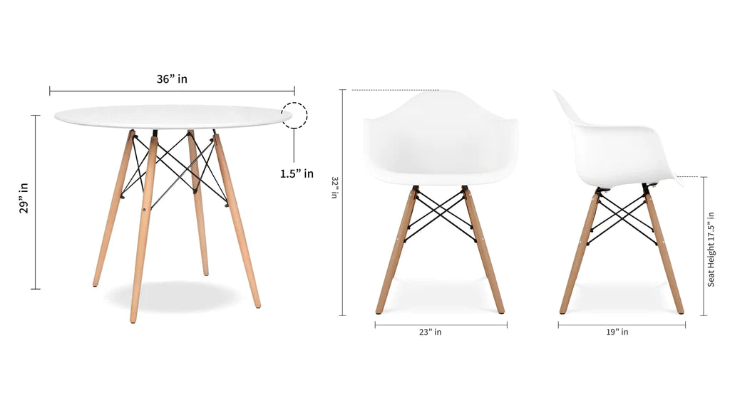 36" Round Eiffel Dining Table Set By Modholic | Dining Sets | Modishstore - 3