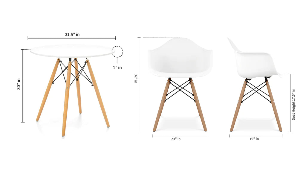 32" Round Eiffel Dining Table Set By Modholic | Dining Sets | Modishstore - 3