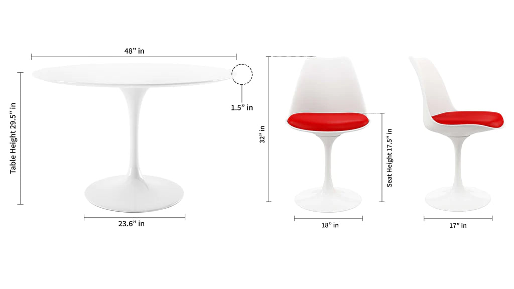Tulip 48" Fiberglass Dining Table & Chairs 5Pc Set By Modholic | Dining Sets | Modishstore - 5