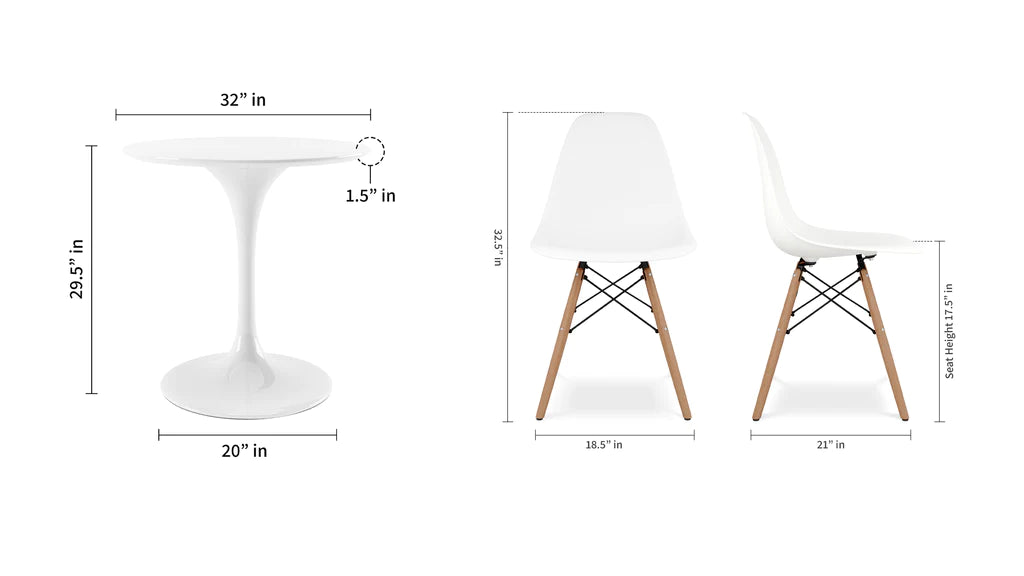 Tulip Table Set - 32" By Modholic | Dining Sets | Modishstore - 5