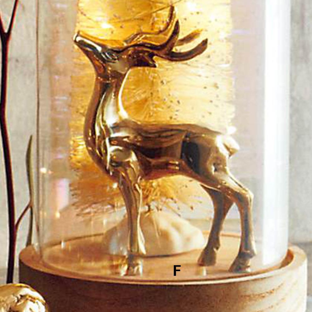 Roost Winter Scene Golden Deer - Set Of 2