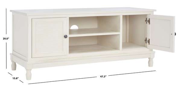 Safavieh Ryder 2 Door 1 Shelf Media Stand - Distressed White | TV Stands | Modishstore - 4
