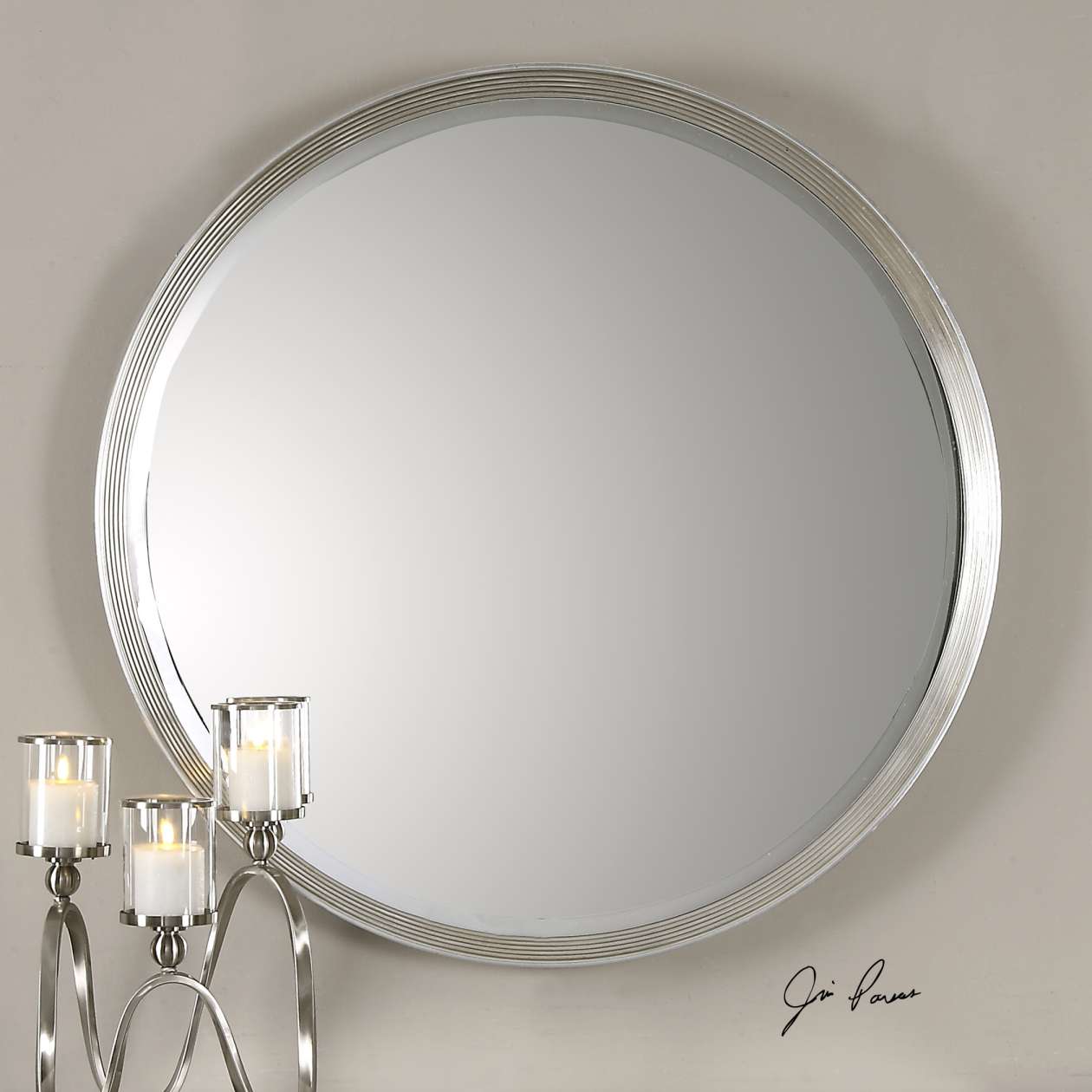Uttermost Serenza Round Silver Mirror | Mirrors | Modishstore