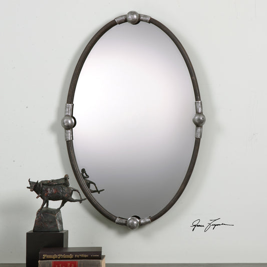 Uttermost Carrick Black Oval Mirror | Mirrors | Modishstore