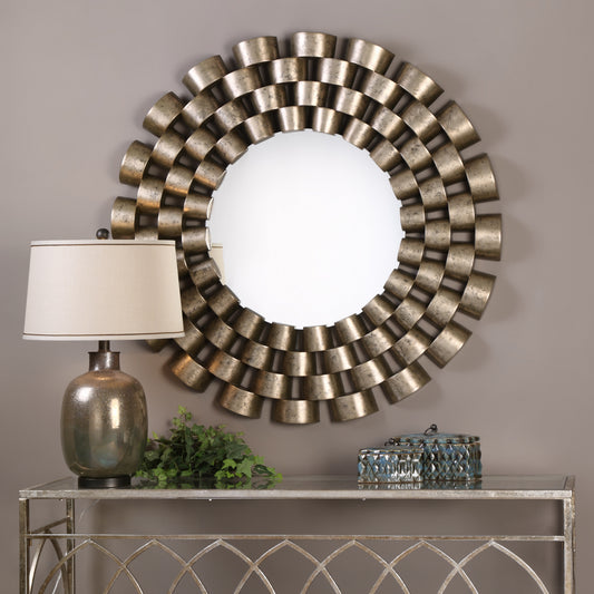 Uttermost Taurion Silver Leaf Round Mirror | Mirrors | Modishstore