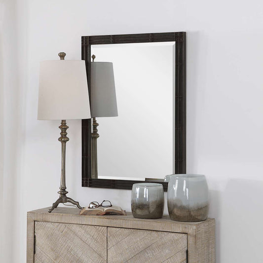 Uttermost Gower Aged Black Vanity Mirror | Mirrors | Modishstore