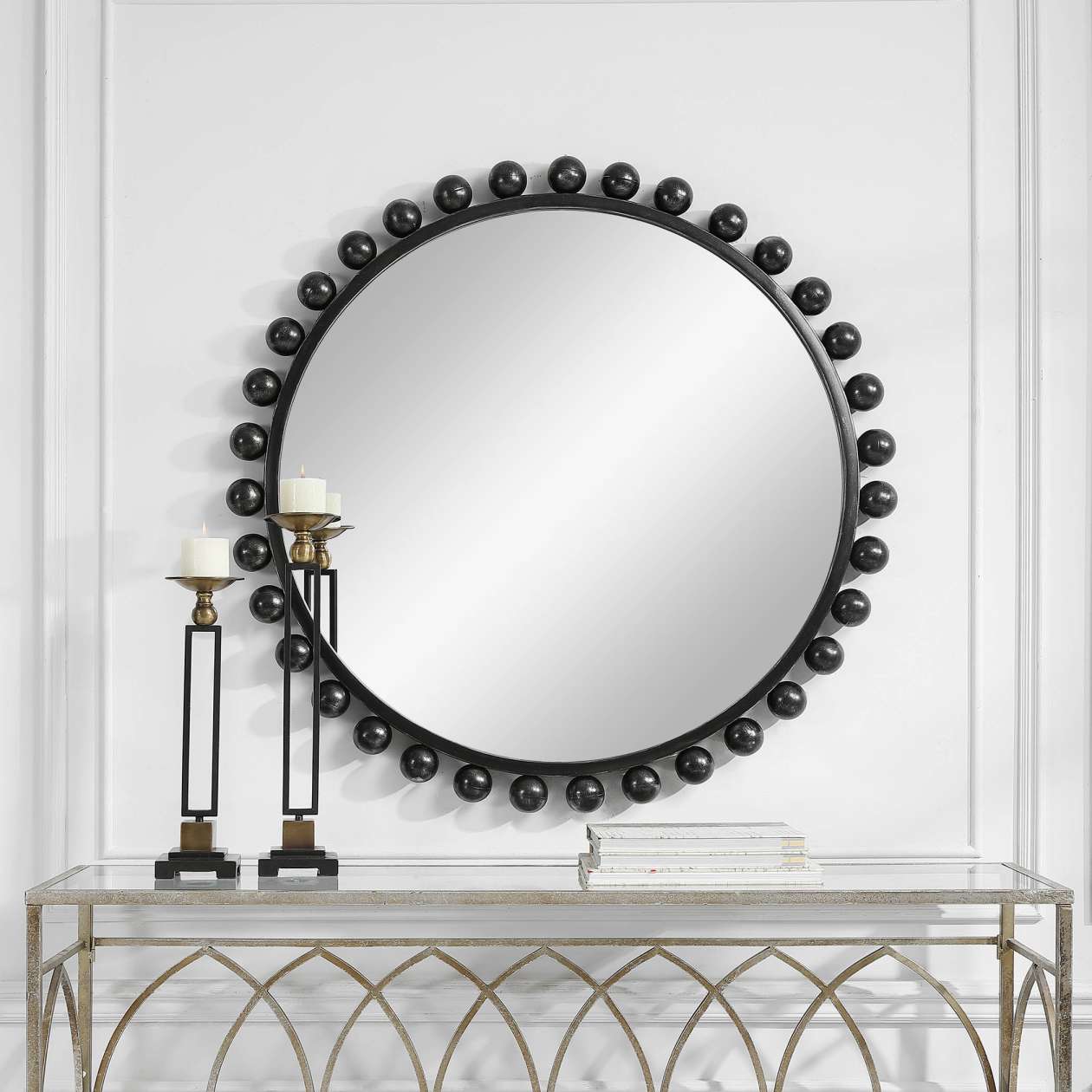 Uttermost Cyra Black Round Mirror | Mirrors | Modishstore - 2