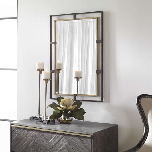Uttermost Carrizo Gold & Bronze Rectangle Mirror | Mirrors | Modishstore