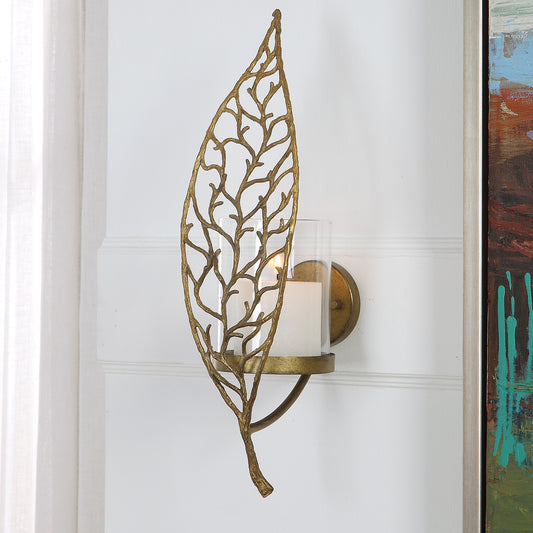 Uttermost Woodland Treasure Gold Candle Sconce | Candle Holders | Modishstore