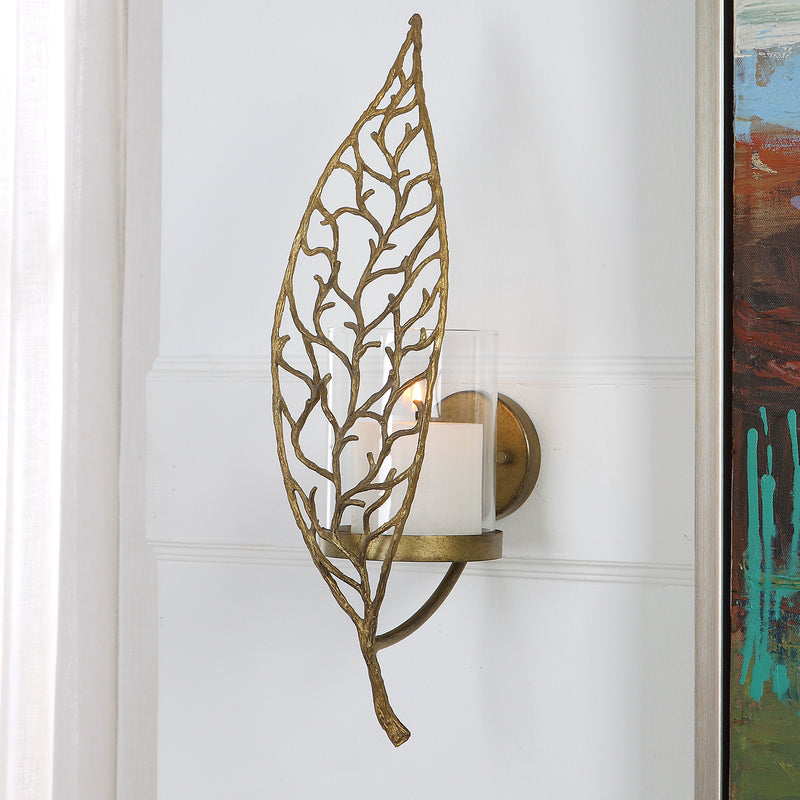 Uttermost Woodland Treasure Gold Candle Sconce | Candle Holders | Modishstore