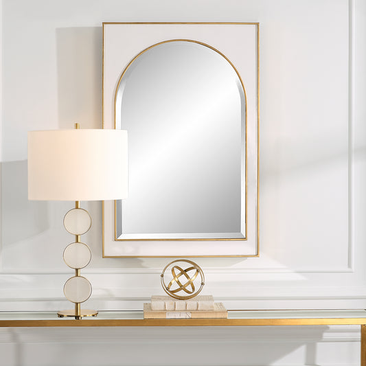 Uttermost Crisanta Gloss White Arch Mirror | Mirrors | Modishstore