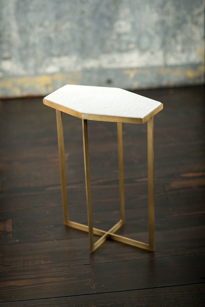 Vagabond Vintage Iron Table with Marble Top - I | Modishstore | Nesting Tables