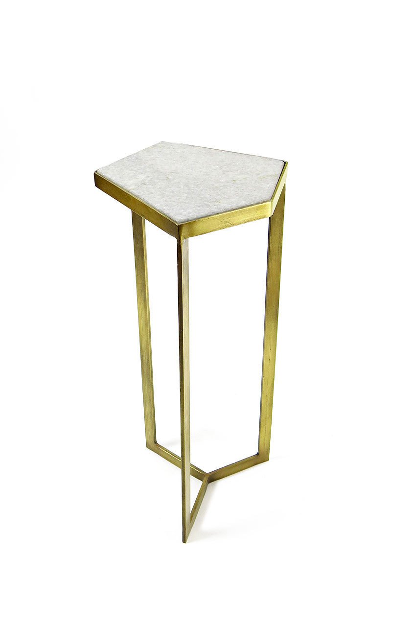 Vagabond Vintage Iron Table with Marble Top - II | Modishstore | Nesting Tables