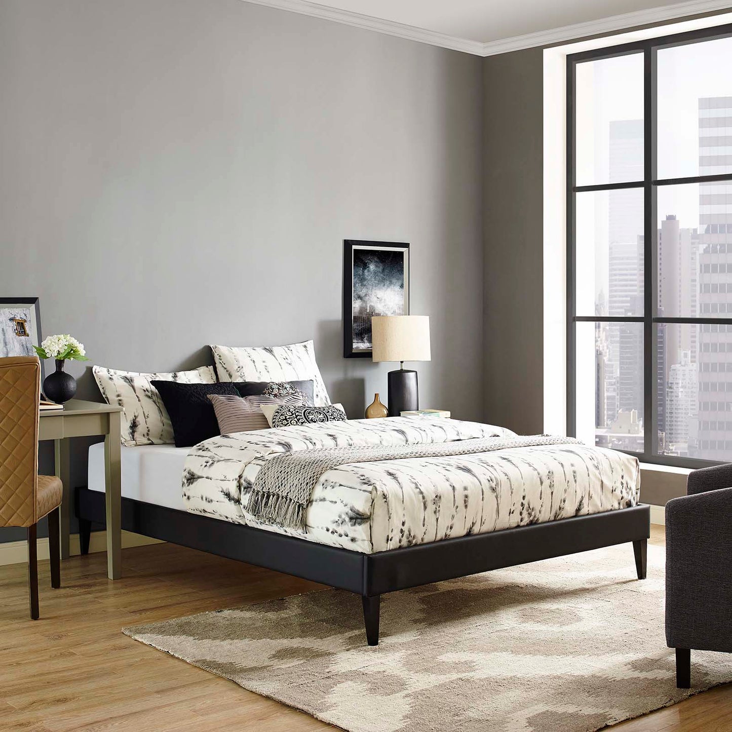Modway Tessie Queen Vinyl Bed Frame with Squared Tapered Legs - MOD-5898 | Beds | Modishstore - 10