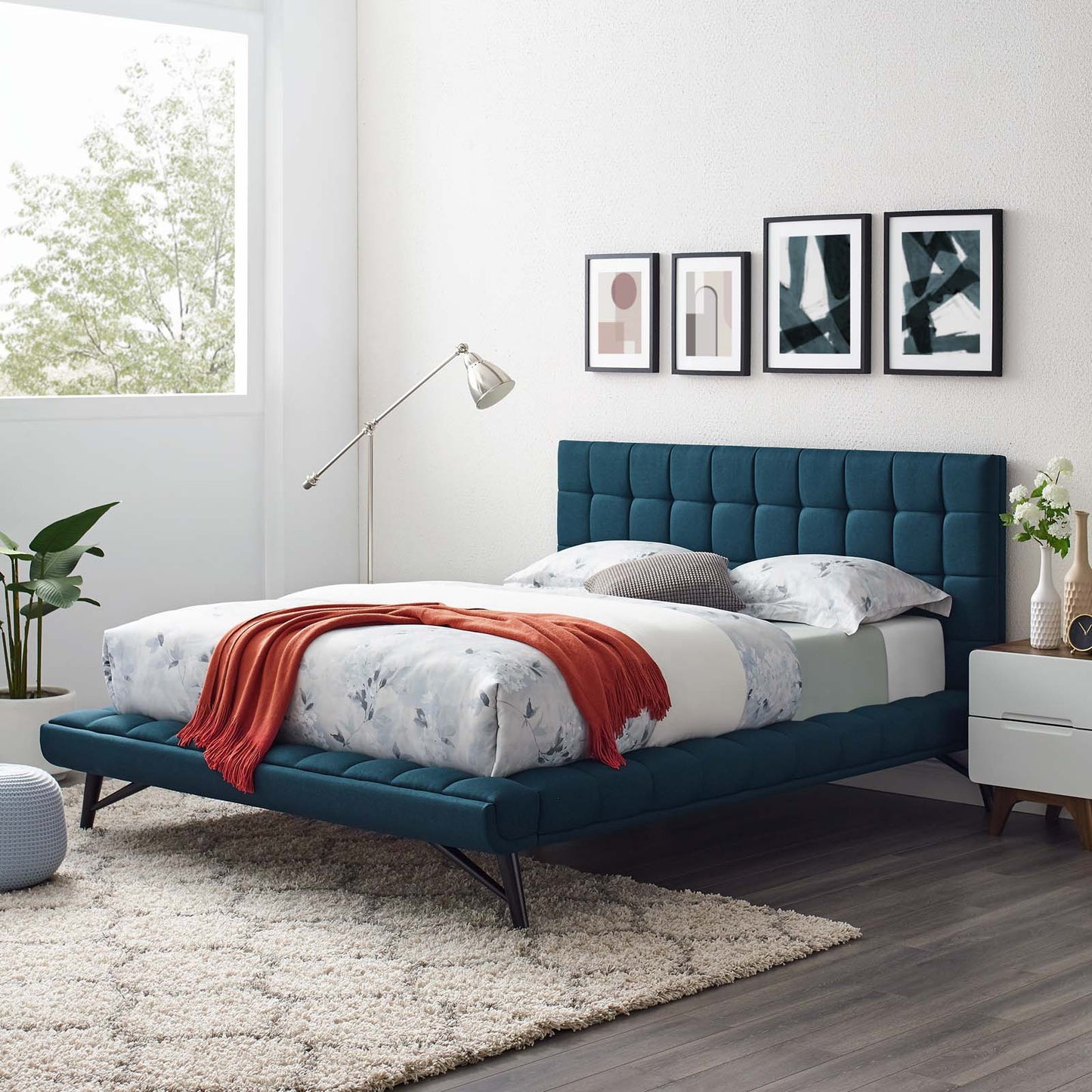 Modway Julia Queen Biscuit Tufted Upholstered Fabric Platform Bed | Beds | Modishstore-7