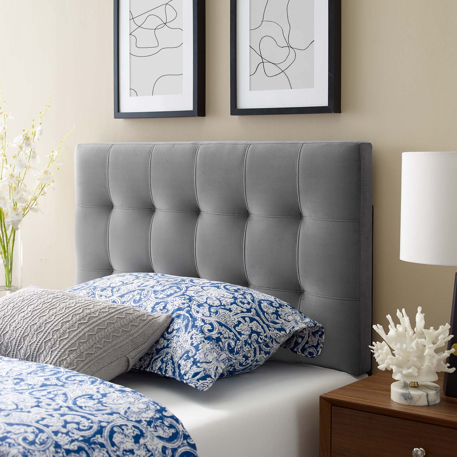 modway lily tufted faux leather upholstered twin headboard in white Modway Lily Biscuit Tufted Twin Performance Velvet Headboard