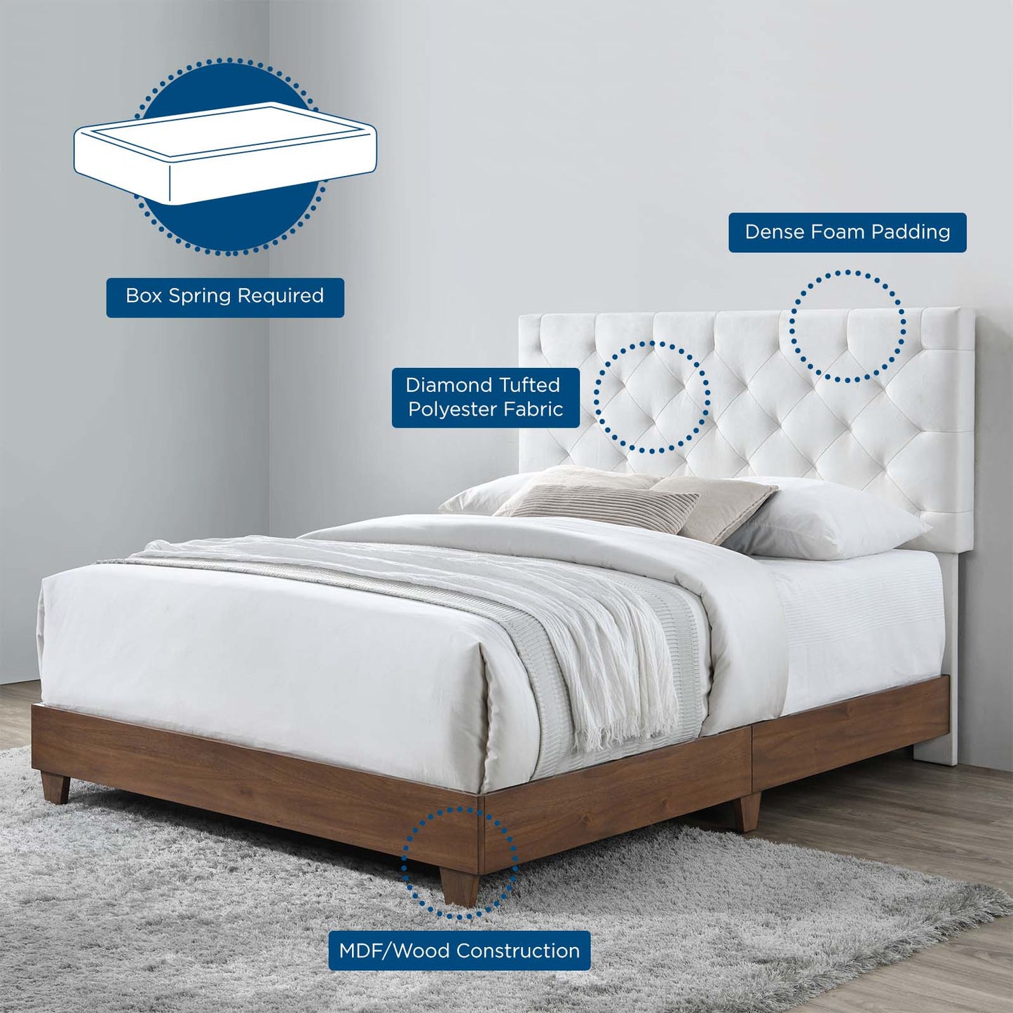Modway Rhiannon Diamond Tufted Upholstered Performance Velvet Queen Bed - MOD-6147 | Beds | Modishstore - 15