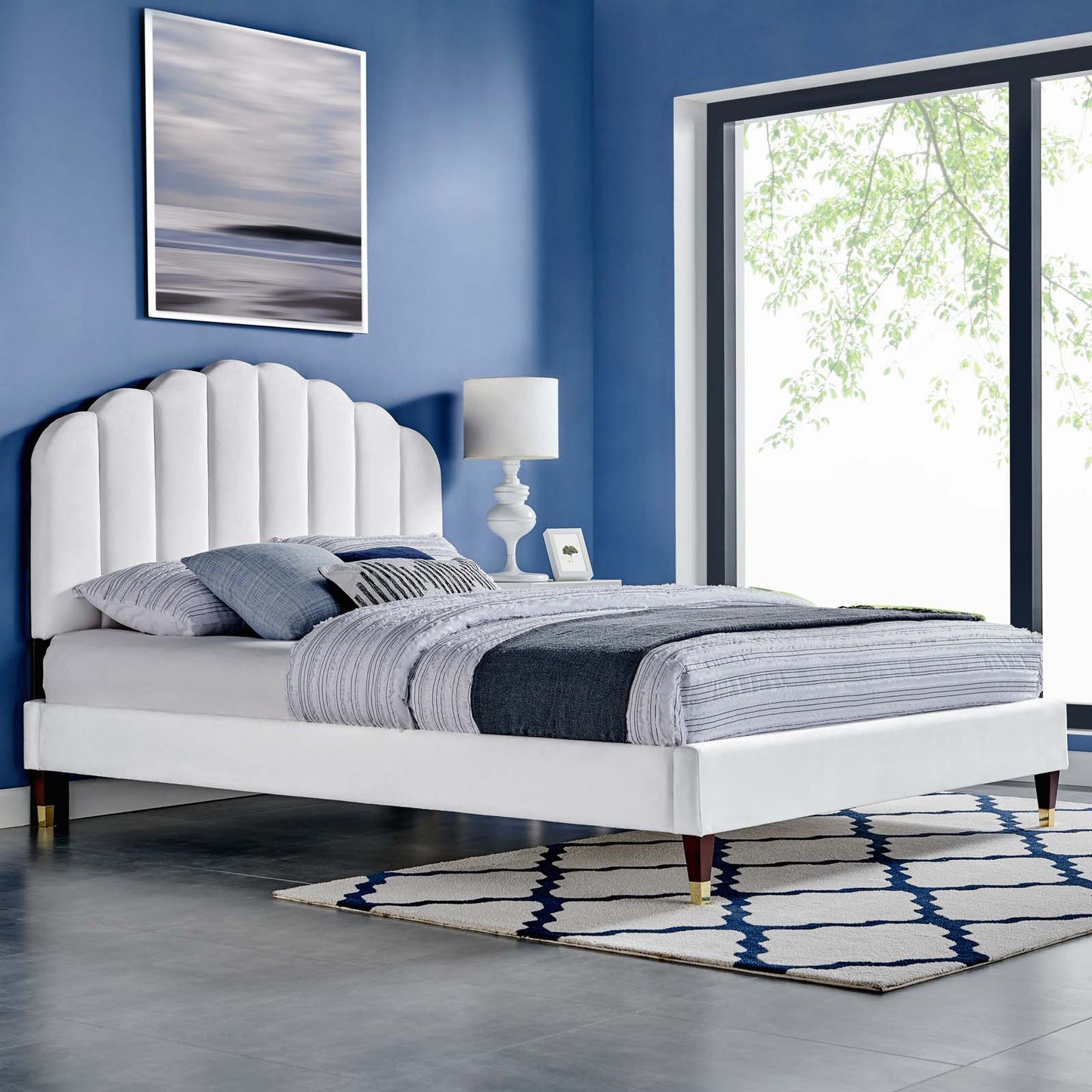 Daisy Performance Velvet Queen Platform Bed By Modway - MOD-6288 | Beds | Modishstore - 49