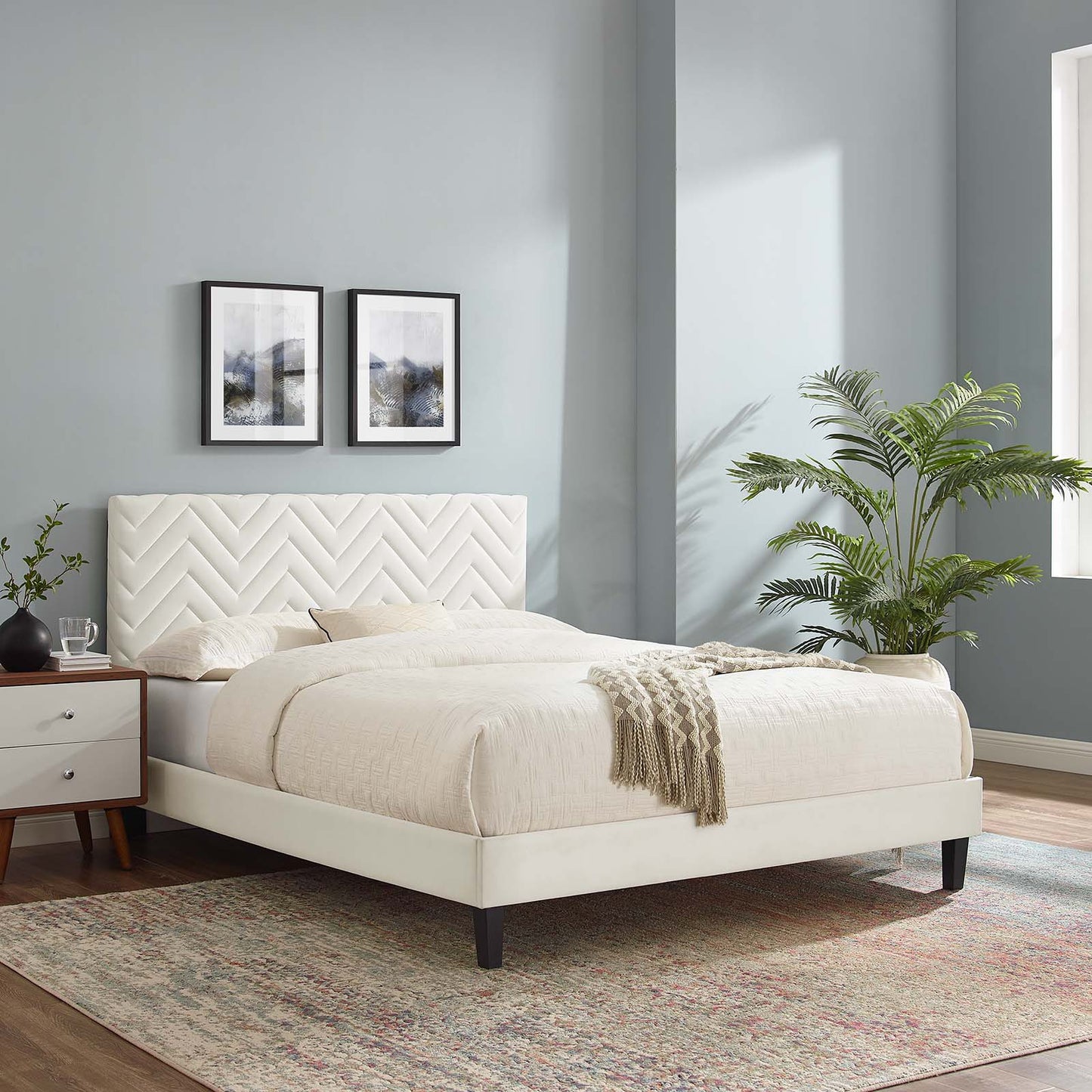 Leah Chevron Tufted Performance Velvet Twin Platform Bed By Modway - MOD-6985 | Beds | Modishstore - 32