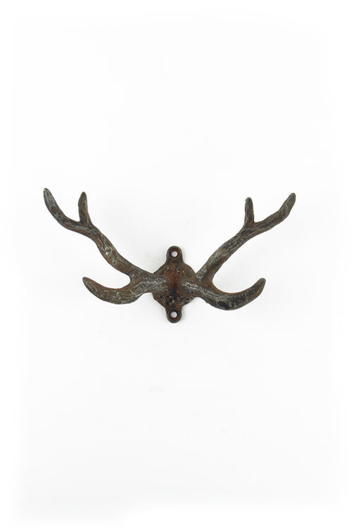 Vagabond Vintage Pewter Antler Hook in Grey Black - Set of 2 | Modishstore | Hooks & Racks-2
