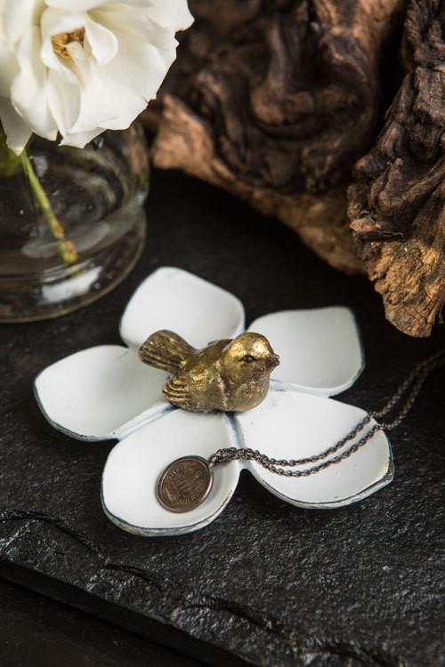 Vagabond Vintage Pewter Five Petal Jewelry/Coin Tray - Set of 2 | Modishstore | Decorative Trays & Dishes