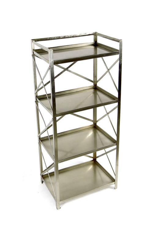 Vagabond Vintage Federal Style Metal Nickel Plated Book Shelf | Modishstore | Shelves & Shelving Units