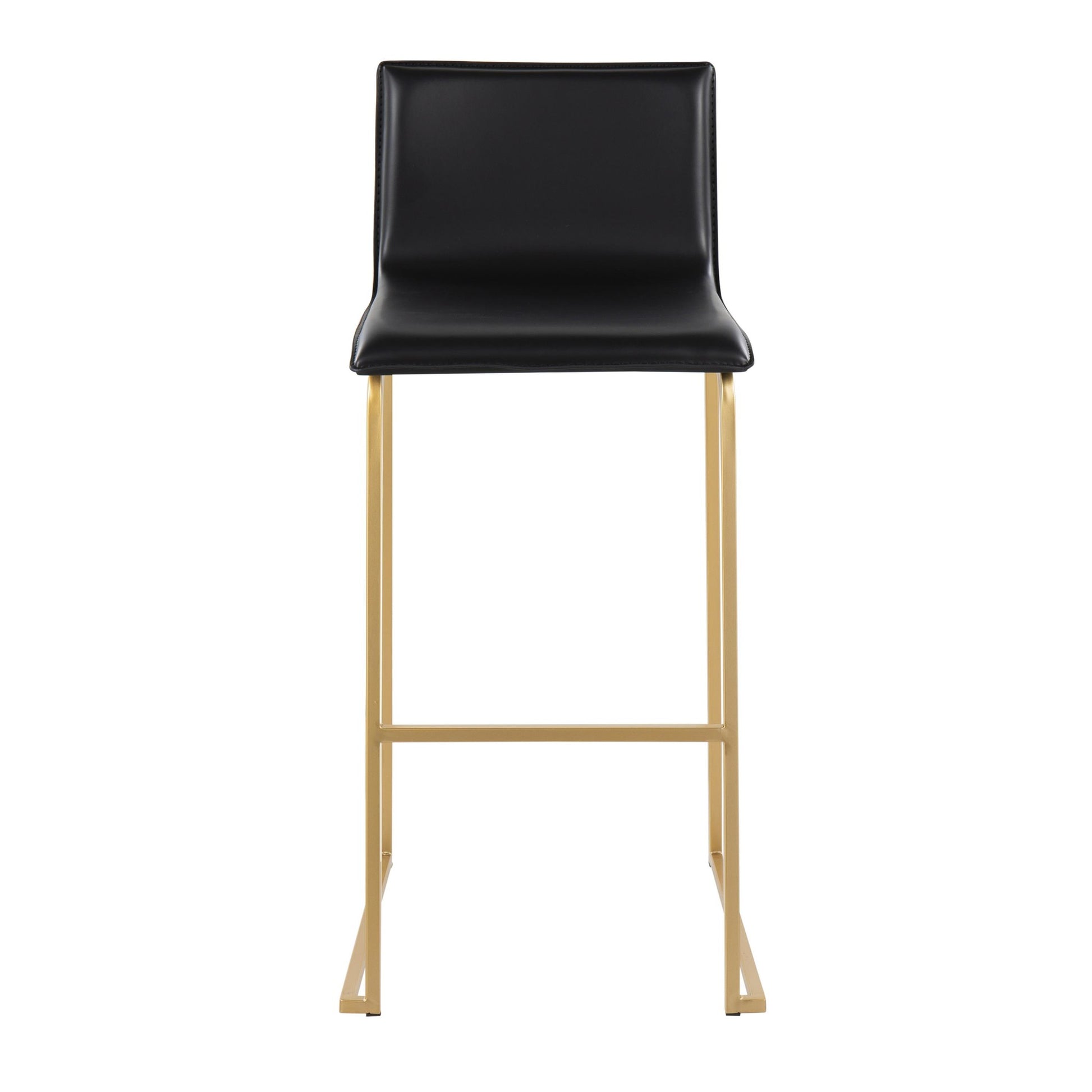 Mara Contemporary Barstool in Gold Steel and Black Faux Leather By LumiSource - Set of 2 | Bar Stools | Modishstore - 2