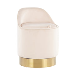 LumiSource Marla Vanity Stool  B18-MARLA in the gold steel and cream velvet and chrome and silver velvet color removable lid for storage