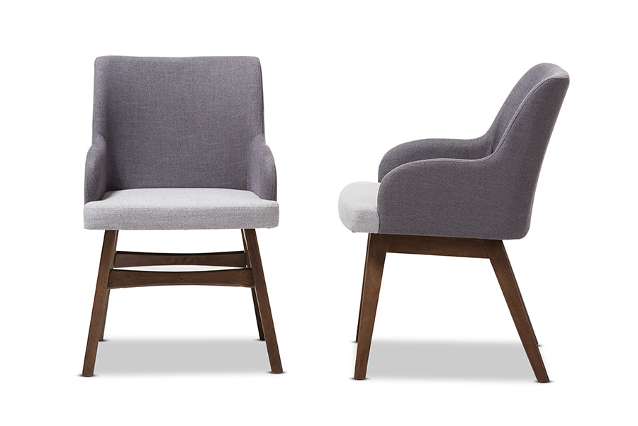 Baxton Studio Monte Mid-Century Modern Two-Tone Grey Fabric Armchair (Set of 2) | Modishstore | Dining Chairs - 4