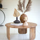 Round Mango Wood Coffee Table With Wood Base | Coffee Tables |  Modishstore 